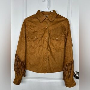 The Be Brand Vegan Suede Cowgirl Fringe Shirt M Country Festival Western Indie
